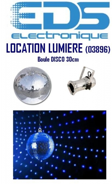 Location demi boule à facette de diamètre 30 cm avec moteur.