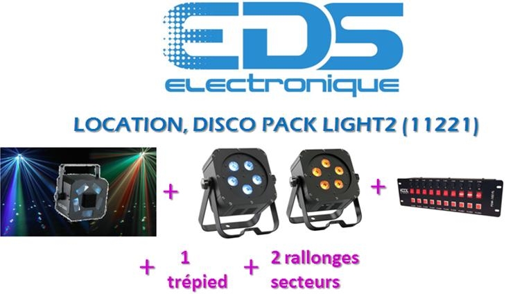 Location DISCO PACK LIGHT 2:   2 Effet Flower + 2 Projecteur IR LED FLAT + Dispatching + 4 Rallonges Secteurs + 2 Trepieds - Image principale